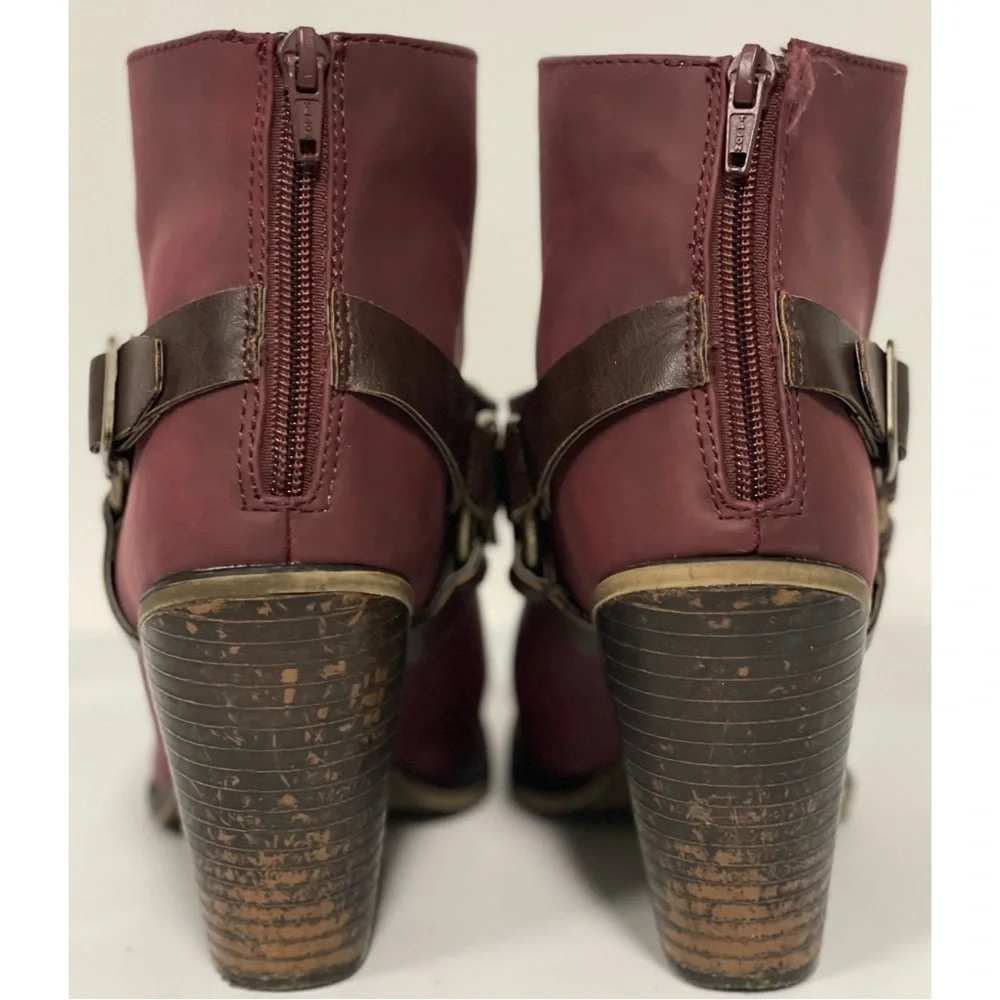 Candie's Heeled Ankle Boots Wine Size 9.5 - Picture 8 of 11